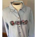 Talbots Talbot’s Christmas Shirt Women’s Sz LG Button Up Chambray Ice Skates Mittens Photo 10