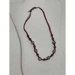 None Braided Cord Disco Ball Gemstone Necklace Dark Red‎ Photo 5