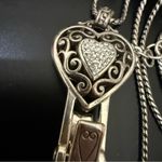 Brighton Reno Heart Badge Clip Necklace Pendant Swarovski 32”-34” Necklace 38g. Photo 14