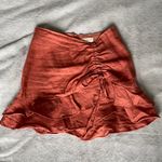 Aulieude Linen Ruffled Cinch Tie Mini Skirt Photo 1