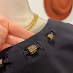 Byer California 90s Tres Paquette Byer CA USA Made Black Silky Beaded Collar Short Sleeve Blouse Photo 6