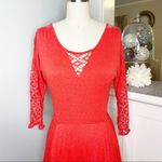 Free People  Red Lace Crochet Cut Out Fit & Flare Dress Medium Photo 5