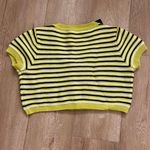 Bebe Women’s Button Front Cropped Cardigan Sweater Yellow Black Size L NWT Photo 6