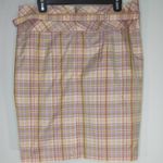 Preppy Plaid Silk‎ Blend Belted Skirt | Size 12 | NWT Orange Photo 3
