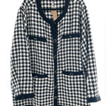 Bloomchic Black & White 90’s Houndstooth Plaid Knot Cardigan Blazer Jacket Size 26 Photo 0