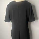 Mario Serrani Italy Dress MEDIUM Black Ribbed Scoop Neck Shift Short Sleeve Photo 3