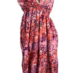 Funky People Floral Halter Maxi Dress Large Boho Pink Purple Sequin Cotton Lined Photo 0