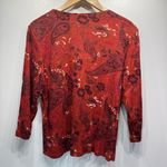 Coldwater Creek 100% Cotton Rust Red Paisley & Floral Beaded 3/4 Sleeve Top M Photo 5