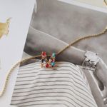 M Initial Necklace With Multi Stones Gold Photo 1