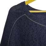 Chico's  Size 2 Large Beaded Mesh Sweater Knit Top Dolman Sleeve Blue Boho Beach Photo 2