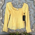 Planet Gold  Long Sleeve Smocked Peplum Top Womens Small Sundress Yellow New Photo 8