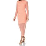 Hugo Boss Womens Nasusi Long Sleeve Orange Stretch Mesh Paisley Midi Dress Large Photo 12