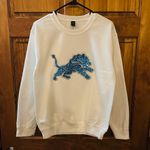 NFL Detroit Lions sweatshirt!  white sequin bedazzled logo crewneck size small! Photo 0