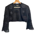 Elana Womens Y2K Crochet Knit Bolero Sweater Size M Floral Applique Whimsigoth Black Size M Photo 0