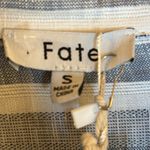 Fate Blue & White Striped Linen/Cotton Button Front Dress w/ Pockets & Tie Waist Photo 7