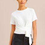 Modern Citizen COPY - - Jude Cropped Tie-Front Top in White - Small | NWOT Photo 2