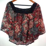 Heart Soul XL Paisley Poncho Lace Top Plus in Black Red Size 16 Photo 0