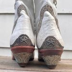 Vintage 80s white and tooled slouchy cowgirl western boots Size 8 Photo 1
