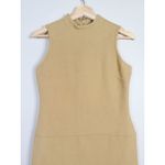 Kenar Neutral Tan Wool Blend Dress Minimalist Crêpe/Tan Sleeveless Midi Career Photo 1