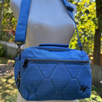 Lug Boomer Quilted Crossbody Bag Blue Shoulder Strap RFID Zip Pockets NWOT Photo 0