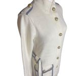 Tory Burch  Cream Navy Knit Military
Duster Cardigan Gold Buttons Size 4 Photo 4