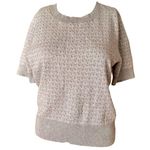 Michael Kors NWT Stretch Logo Jacquard Short-Sleeve Sweater Pearl Heather M Photo 0