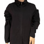 Eileen Fisher Organic Cotton Jersey Knit Black Zip-up Jacket Size L Lightweight Photo 0