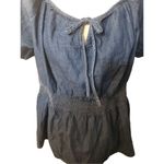 Lane Bryant Blouse Denim Top Smocked Waist Off Cold Shoulder jean shirt top Photo 5