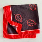 Vintage Silken Square Scarf, Autumnal Falling Leaf Print (Red & Brown) Red Photo 13