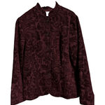 Coldwater Creek  Jacket Maroon Red Women Tapestry Button Up Long Sleeve SZ‎ M Photo 3