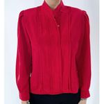 Vintage 80s Petite Illustrations Red Button Down Blouse Size 2P Photo 3