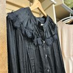 Anthropologie Current Air Women top medium black satin lace coquette witchy Elphaba Victorian Photo 1