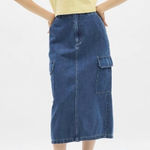 GU Blue Midi Denim Cargo Skirt Size S Photo 0