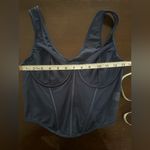 Navy Blue Sheer Corset Bustier Top Sz S Boning Layering Photo 4