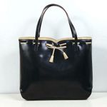ANYA HINDMARCH Italian Leather Bow Handbag Tote Black Clasic Luxury Designer Y2K Photo 0