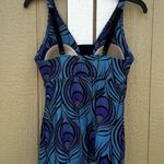 Mermaid Maternity Tankini Swimsuit Top Size Medium USA Peacock Purple Blue Photo 1