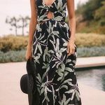 Seafolly Black, Green, Leaf Print , halter, cut out, open back, Maxi Dress XS Photo 0