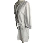 Buttons T Milano 2 pc Top Pencil Skirt Set 14 White V Neck Cuffed Sleeve Zip Photo 3