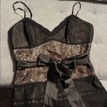 BCBGMAXAZRIA ostrich feather trim mini dress, lace inlay, nude satin lining,sz 4 Photo 7