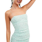 For Love & Lemons  Drea Mini Ruched Dress White Green L‎ Photo 0