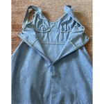 Denim Blue Sleeveless Mini Dress With Ruffle Hem and Tie Straps Blue Size M Photo 5