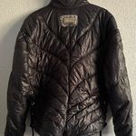 High Society Vintage 90s Glam Lace Ski Puffer Jacket Womens Italian Made Black Size M Photo 5