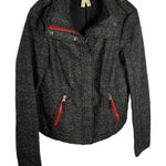 We The Free / Free People Black Brown Animal Print Moto‎ Red Zip Jacket Coat Sz 4 Photo 0