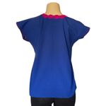 Mexican Blouse Blue Artisanal Floral Embroidered Women's Size M Photo 1