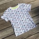WHITE AND BLUE SHARK ANIMAL GRAPHIC TEE Size XS Photo 0