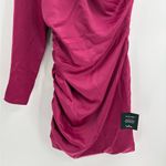 Lulus  Happy Hour Chic Magenta Satin Ruched One-Shoulder Mini Dress size small Photo 4