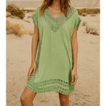 NEW Lamaolu sz S Womens Green Crochet Knit Pullover Poncho Shrug Laggenlook Boho Photo 1