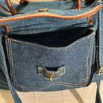 Liz Claiborne  Blue Denim and Brown Leather Bag Photo 6