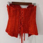 EVAbaby M Red Ruffle Satin Front Hook Bustier Size M Photo 5