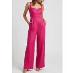 SALONI Rachel Linen Jumpsuit, Bright Berry, 2 (US) Pink Photo 1